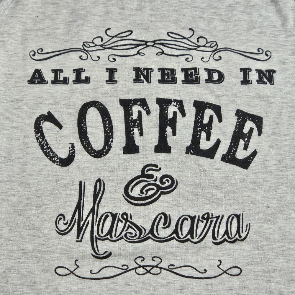 Black & Grey 'ALL I NEED IS COFFEE' Tank Top - Sz XL